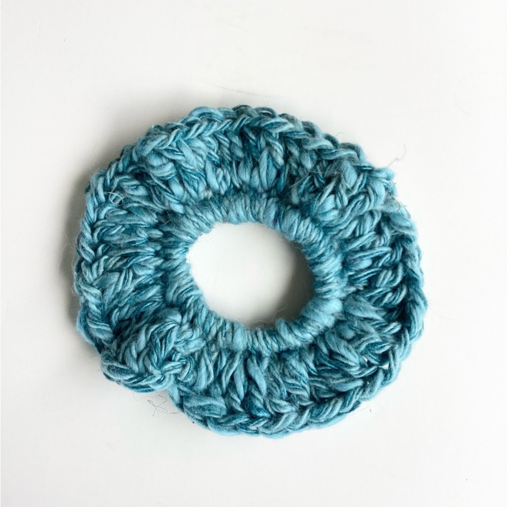 Hair Accessories Scrunchies Hand Crafted Mohair Silk Blue Purple Mauve Crochet - Picture 6 of 11